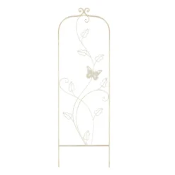 Garden Trellis-For Climbing Plants- 46-Inch White Decorative Leafy Vine & Butterfly Metal Panel-For Roses, Vegetable Plants & Flowers By Pure Garden -Garden Promotional Store GUEST e5ad1fd6 0993 494d b7f2 3600f6ce26f9