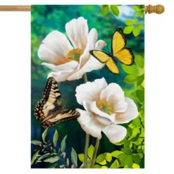 Butterflies And Poppies Spring House Flag Floral 28" X 40" Briarwood Lane