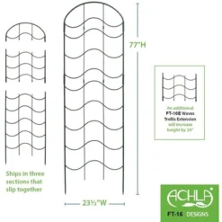 Achla Designs FT-16 23.5 Inch Wide 77 Inch Tall Waves Decorative Wrought Iron 3 Piece Garden Lattice Trellis With Extension For Climbing Plants, Black -Garden Promotional Store GUEST e81c5544 a6e8 443d 8d50 6778d7aa3777