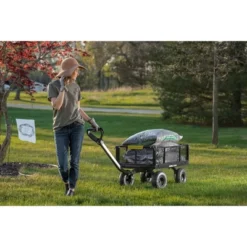 Gorilla Cart GCG-900 4 Cubic Feet 900 Pound Capacity Heavy Duty Durable Steel Utility Wagon Cart With 2 In 1 Towing Handle And Removable Sides, Gray -Garden Promotional Store GUEST e8bc4782 e847 4eed b665 55b82e884d5b