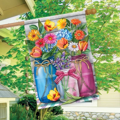 Spring Floral Jars Rustic House Flag 28" X 40" Briarwood Lane 4 Spring Floral Jars Rustic House Flag 28" X 40" Briarwood Lane - Image 2