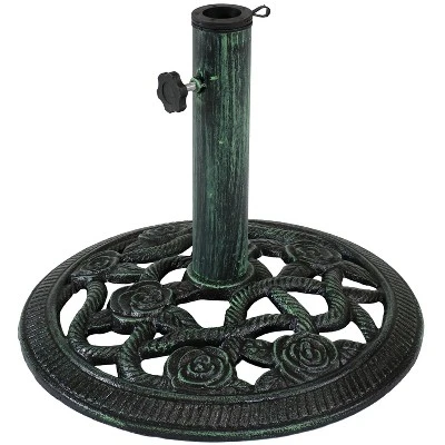 Sunnydaze Decor Sunnydaze Outdoor Heavy-Duty Cast Iron Decorative Rose Blossom Design Patio Yard Round Umbrella Base Stand - 16" 10 Sunnydaze Decor Sunnydaze Outdoor Heavy-Duty Cast Iron Decorative Rose Blossom Design Patio Yard Round Umbrella Base Stand - 16" - Image 8
