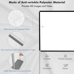 Costway 120'' Projector Screen W/ Stand 16:9 HD 4K Indoor Outdoor Projection Movie Screen -Garden Promotional Store GUEST ebbf92cb a215 4290 89fa fd6e3b8e53b0