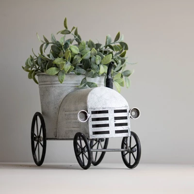 Tractor White Metal Planter - Foreside Home & Garden 9 Tractor White Metal Planter - Foreside Home & Garden - Image 7