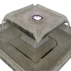 Sunnydaze Decor Sunnydaze 26"H Electric Resin 2-Tier Outdoor Square Bird Bath Water Fountain With LED Lights -Garden Promotional Store GUEST ecd7f8c7 0ba5 4627 ad61 8e56209765c1