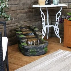 Sunnydaze Decor Sunnydaze 14"H Electric Polyresin Shale Falls Outdoor Water Fountain With LED Lights -Garden Promotional Store GUEST ecf632b4 d3e7 433f 9007 bf162260147a