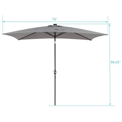 10' X 6.5' Solar LED Patio Umbrella With Tilt And Crank Lift Gray - Wellfor 14 10' X 6.5' Solar LED Patio Umbrella With Tilt And Crank Lift Gray - Wellfor - Image 12