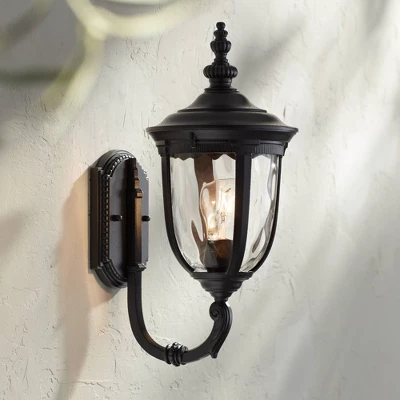 John Timberland Bellagio Vintage Rustic Outdoor Wall Light Fixture Texturized Black Upbridge 16 1/2" Clear Hammered Glass For Post Exterior Barn Deck 3 John Timberland Bellagio Vintage Rustic Outdoor Wall Light Fixture Texturized Black Upbridge 16 1/2" Clear Hammered Glass For Post Exterior Barn Deck
