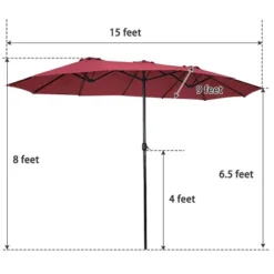 Tangkula 15 Ft Outdoor Patio Umbrella Double-Sided Shade Offset Wine Red 15 Tangkula 15 Ft Outdoor Patio Umbrella Double-Sided Shade Offset Wine Red -Garden Promotional Store GUEST ee8c7f1e 7aa6 4749 90df ac728372ddcd