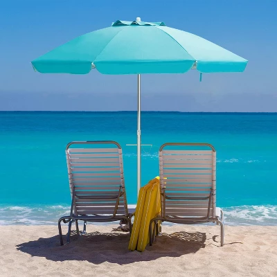 6.5' X 6.5' Portable Sunshade Beach Umbrellas With Tilt Aluminum Pole And Carrying Bag - Wellfor 4 6.5' X 6.5' Portable Sunshade Beach Umbrellas With Tilt Aluminum Pole And Carrying Bag - Wellfor - Image 2
