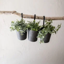 Set Of 3 Hanging Planters Black Metal - Foreside Home & Garden