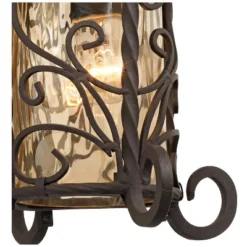 John Timberland Casa Seville Vintage Rustic Outdoor Wall Light Fixture Dark Walnut Scroll 13 1/4" Champagne Hammered Glass For Post Exterior Barn Deck -Garden Promotional Store GUEST f113a8b2 5bf3 498b ba47 35fff3b7c47a