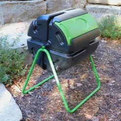 FCMP Outdoor HF-RM4000 HOTFROG 37 Gallon Plastic Single Chamber Roto Tumbling Composter Outdoor Elevated Rotating Garden Compost Bin, Black/Green -Garden Promotional Store GUEST f16f5462 4a69 4dcd b062 03700323c70a