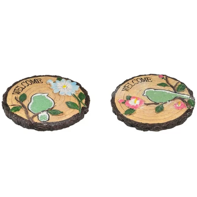 Northlight Set Of 2 Welcome Birds Outdoor Floral Garden Stones 11" 4 Northlight Set Of 2 Welcome Birds Outdoor Floral Garden Stones 11" - Image 2