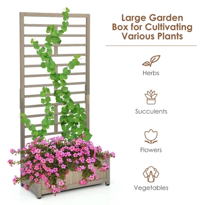 Costway 2PC 68in Wood Planter Box W/Trellis Raised Garden Bed For Climbing Plant 10 Costway 2PC 68in Wood Planter Box W/Trellis Raised Garden Bed For Climbing Plant - Image 8