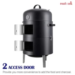 Realcook 17 Inch Vertical Heavy Duty Round Steel BBQ Charcoal Outdoor Smoker With Latch Locking System And Dual Entrance Doors, Black 9 Realcook 17 Inch Vertical Heavy Duty Round Steel BBQ Charcoal Outdoor Smoker With Latch Locking System And Dual Entrance Doors, Black -Garden Promotional Store GUEST f6a4548a e15b 4aa0 ba2f da85e7f88846