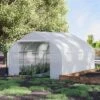 Outsunny 11.5' X 9.8' X 6.5' Outdoor Walk-In Tunnel Greenhouse Hot House With Roll-up Windows, Zippered Door, PE Cover, White -Garden Promotional Store GUEST f71bb31d e669 4156 a405 f9094dbcc8fd
