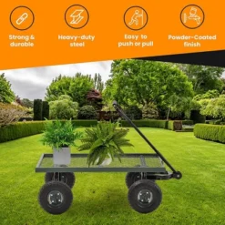 Juggernaut Carts GW3820-GR Heavy Duty Steel Frame 1000 Pound Load Capacity Outdoor Utility Garden Wagon With Pneumatic Tires, Green Finish -Garden Promotional Store GUEST f90aba2c bec1 4d70 8ecb ea470b424e5a