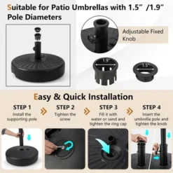 Costway 20'' Patio Fillable Round Umbrella Base Stand Holder Fit Pole 1.5''/1.9'' Outdoor 16 Costway 20'' Patio Fillable Round Umbrella Base Stand Holder Fit Pole 1.5''/1.9'' Outdoor -Garden Promotional Store GUEST f93372db b9ec 475e 87e5 005f6e16fcd6