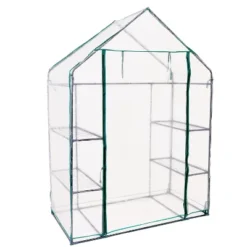Sunnydaze Decor Sunnydaze Outdoor Portable Tiered Growing Rack Deluxe Walk-In Greenhouse With Roll-Up Door - 4 Shelves - Clear - 54" X 28" X 77" -Garden Promotional Store GUEST f97a97ed b8ec 4293 b6e7 9f794031efec