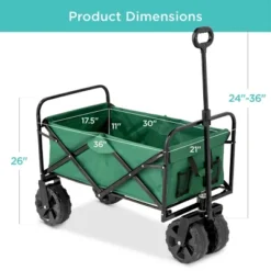 Best Choice Products 36in Folding Multipurpose Indoor Outdoor Utility Cart W/ Swivel Wheels, Adjustable Handle - Green -Garden Promotional Store GUEST fb8e7ca7 6392 4154 af3b 04ea54302f6a