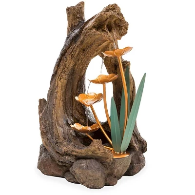 Wind & Weather Realistic Indoor/Outdoor Woodland Stump Fountain With Metal Lily Pads 5 Wind & Weather Realistic Indoor/Outdoor Woodland Stump Fountain With Metal Lily Pads - Image 3