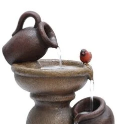 LuxenHome Rustic Brown Resin Pitcher And Urns Birdbath Bowl Outdoor Fountain -Garden Promotional Store GUEST fcd76c53 bcec 4874 958e 5466d3be9d93