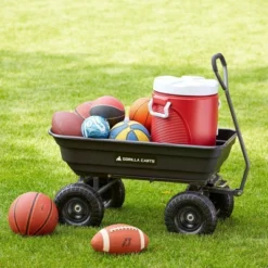 Gorilla Carts 600 Pound Capacity Heavy Duty Poly Garden Landscape Outdoor Yard Hauling Utility Wagon Dump Cart With 10 Inch Pneumatic Tires, Black -Garden Promotional Store GUEST fddb7740 6b06 47d2 bd05 c09fc72fdd17