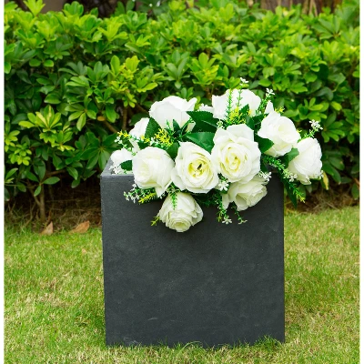 Rosemead Home & Garden, Inc. 12" Wide Kante Lightweight Modern Outdoor Concrete Square Decorative Planter Charcoal Black 5 Rosemead Home & Garden, Inc. 12" Wide Kante Lightweight Modern Outdoor Concrete Square Decorative Planter Charcoal Black - Image 3