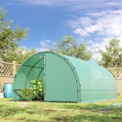 Outsunny 20' X 10' X 7' Walk-In Tunnel Greenhouse, Extra-Large Garden Hot House Kit With 2 Hinged Doors, Reinforced Steel Frame, PE Cover, Green -Garden Promotional Store GUEST ff100d6a a971 4760 8428 6e4e1b573067