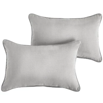2pk Rectangle Sunbrella Corded Indoor Outdoor Throw Pillows Gray 5 2pk Rectangle Sunbrella Corded Indoor Outdoor Throw Pillows Gray - Image 3