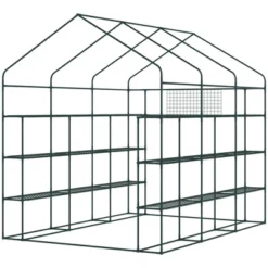Outsunny 8' X 6' X 7' Walk-in Greenhouse, 18 Shelf Hot House, Roll Up Zipper Door, UV Protective For Flowers, Herbs, Vegetables, Green -Garden Promotional Store GUEST ffa53e63 4a89 4c0a 997c 5b0eabfba02d
